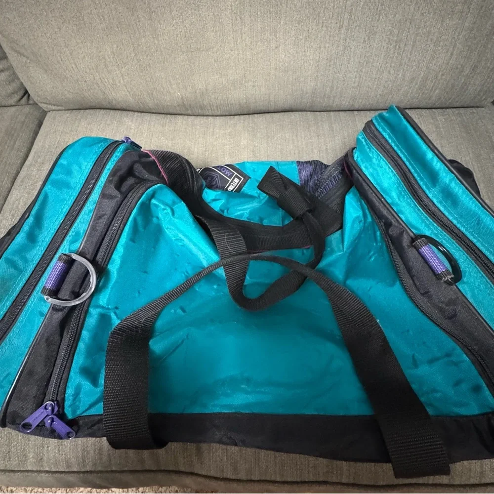 Motions International‎ Vintage 80s Super Sports Duffel Bag Teal Black Purple